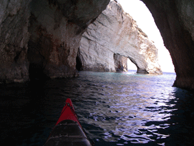 sea kayaking blue caves, zakynthos, ionian islands, greece